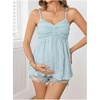 image:imageMakeMeChic Womens Maternity Babydoll Tank Tops Peplum Ruffle Cami Top  Cute Maternity Tops Maternity Shirts Sleeveless Summer Clothes PregnancyLight Blue