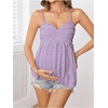 image:imageMakeMeChic Womens Maternity Babydoll Tank Tops Peplum Ruffle Cami Top  Cute Maternity Tops Maternity Shirts Sleeveless Summer Clothes PregnancyMauve Purple