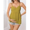 image:imageMakeMeChic Womens Maternity Babydoll Tank Tops Peplum Ruffle Cami Top  Cute Maternity Tops Maternity Shirts Sleeveless Summer Clothes PregnancyMustard Yellow