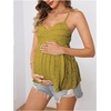 image:imageMakeMeChic Womens Maternity Babydoll Tank Tops Peplum Ruffle Cami Top  Cute Maternity Tops Maternity Shirts Sleeveless Summer Clothes PregnancyMustard Yellow