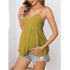 image:imageMakeMeChic Womens Maternity Babydoll Tank Tops Peplum Ruffle Cami Top  Cute Maternity Tops Maternity Shirts Sleeveless Summer Clothes PregnancyMustard Yellow
