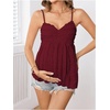 image:imageMakeMeChic Womens Maternity Babydoll Tank Tops Peplum Ruffle Cami Top  Cute Maternity Tops Maternity Shirts Sleeveless Summer Clothes PregnancyRed