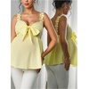 image:imageMakeMeChic Womens Maternity Blouse Bow Floral Lace Backless Sleeveless Shirred Boho Pregnancy Peplum TopsYellow