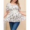 image:imageMakeMeChic Womens Maternity Blouse Floral Square Neck Puff Sleeve Smocked Peplum TopsMulticolor