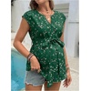 image:imageMakeMeChic Womens Maternity Blouse Graphic Notch V Neck Cap Sleeve Belted Summer ShirtDark Green