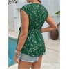 image:imageMakeMeChic Womens Maternity Blouse Graphic Notch V Neck Cap Sleeve Belted Summer ShirtDark Green