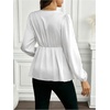 image:imageMakeMeChic Womens Maternity Blouse Work Clothes Pregnancy Twisted V Neck Lantern Sleeve Peplum TopsWhite