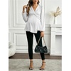 image:imageMakeMeChic Womens Maternity Blouse Work Clothes Pregnancy Twisted V Neck Lantern Sleeve Peplum TopsWhite