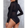 image:imageMakeMeChic Womens Maternity Bodysuit Mesh Sheer Mock Neck Long Sleeve Pregnancy Photoshoot BodysuitsBlack