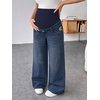 image:imageMakeMeChic Womens Maternity Bootcut Jeans Wide Leg Over The Belly Straight Pregnancy Denim PantsDark Wash B
