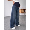 image:imageMakeMeChic Womens Maternity Bootcut Jeans Wide Leg Over The Belly Straight Pregnancy Denim PantsDark Wash B