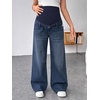 image:imageMakeMeChic Womens Maternity Bootcut Jeans Wide Leg Over The Belly Straight Pregnancy Denim PantsDark Wash B