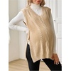 image:imageMakeMeChic Womens Maternity Cable Knitted Sweater Vest Sleeveless V Neck Tie Side Pregnancy TopsKhaki