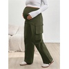 image:imageMakeMeChic Womens Maternity Cargo Pants High Waisted Wide Leg Pregnancy Trousers StreetwearArmy Green
