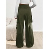 image:imageMakeMeChic Womens Maternity Cargo Pants High Waisted Wide Leg Pregnancy Trousers StreetwearArmy Green