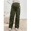 image:imageMakeMeChic Womens Maternity Cargo Pants High Waisted Wide Leg Pregnancy Trousers StreetwearArmy Green