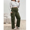 image:imageMakeMeChic Womens Maternity Cargo Pants High Waisted Wide Leg Pregnancy Trousers StreetwearArmy Green