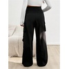 image:imageMakeMeChic Womens Maternity Cargo Pants High Waisted Wide Leg Pregnancy Trousers StreetwearBlack