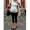 image:imageMakeMeChic Womens Maternity Clothes Polka Dots Slim Fit Asymmetrical Off The Shoulder TopsBlack and White