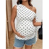 image:imageMakeMeChic Womens Maternity Clothes Polka Dots Slim Fit Asymmetrical Off The Shoulder TopsBlack and White