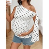 image:imageMakeMeChic Womens Maternity Clothes Polka Dots Slim Fit Asymmetrical Off The Shoulder TopsBlack and White