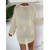 image:imageMakeMeChic Womens Maternity Crochet Beach Cover Ups Boho Swimsuit Coverup Mini DressBeige