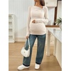image:imageMakeMeChic Womens Maternity Cute Tops Long Sleeve Slim Fit Casual Spring Maternity ClothesApricot