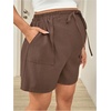 image:imageMakeMeChic Womens Maternity Drawstring Waisted Shorts Casual Wide Leg Pregnancy Shorts with PocketsBrown