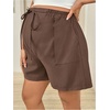 image:imageMakeMeChic Womens Maternity Drawstring Waisted Shorts Casual Wide Leg Pregnancy Shorts with PocketsBrown