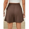 image:imageMakeMeChic Womens Maternity Drawstring Waisted Shorts Casual Wide Leg Pregnancy Shorts with PocketsBrown