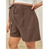 image:imageMakeMeChic Womens Maternity Drawstring Waisted Shorts Casual Wide Leg Pregnancy Shorts with PocketsBrown