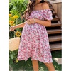 image:imageMakeMeChic Womens Maternity Dress Floral Square Neck Puff Sleeve Flowy Pregnancy Summer DressesPink