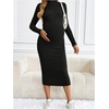 image:imageMakeMeChic Womens Maternity Dress Long Sleeve Mock Neck Casual Knit Bodycon DressesBlack