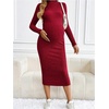 image:imageMakeMeChic Womens Maternity Dress Long Sleeve Mock Neck Casual Knit Bodycon DressesRed