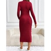 image:imageMakeMeChic Womens Maternity Dress Long Sleeve Mock Neck Casual Knit Bodycon DressesRed