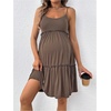 image:imageMakeMeChic Womens Maternity Dress Spaghetti Strap Frill Trim Tiered Ruffle Pregnancy Dresses