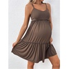 image:imageMakeMeChic Womens Maternity Dress Spaghetti Strap Frill Trim Tiered Ruffle Pregnancy Dresses