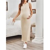 image:imageMakeMeChic Womens Maternity Dress Summer Crewneck Sleeveless Casual Bodycon Tank Maxi DressesApricot