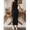 image:imageMakeMeChic Womens Maternity Dress Summer Crewneck Sleeveless Casual Bodycon Tank Maxi DressesBlack