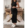 image:imageMakeMeChic Womens Maternity Dress Summer Crewneck Sleeveless Casual Bodycon Tank Maxi DressesBlack