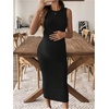 image:imageMakeMeChic Womens Maternity Dress Summer Crewneck Sleeveless Casual Bodycon Tank Maxi DressesBlack