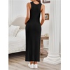 image:imageMakeMeChic Womens Maternity Dress Summer Crewneck Sleeveless Casual Bodycon Tank Maxi DressesBlack Solid