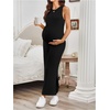 image:imageMakeMeChic Womens Maternity Dress Summer Crewneck Sleeveless Casual Bodycon Tank Maxi DressesBlack Solid