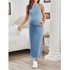 image:imageMakeMeChic Womens Maternity Dress Summer Crewneck Sleeveless Casual Bodycon Tank Maxi DressesBlue