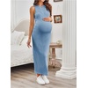 image:imageMakeMeChic Womens Maternity Dress Summer Crewneck Sleeveless Casual Bodycon Tank Maxi DressesBlue