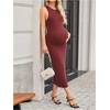 image:imageMakeMeChic Womens Maternity Dress Summer Crewneck Sleeveless Casual Bodycon Tank Maxi DressesBurgundy