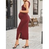 image:imageMakeMeChic Womens Maternity Dress Summer Crewneck Sleeveless Casual Bodycon Tank Maxi DressesBurgundy