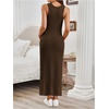 image:imageMakeMeChic Womens Maternity Dress Summer Crewneck Sleeveless Casual Bodycon Tank Maxi DressesCoffee Brown