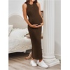 image:imageMakeMeChic Womens Maternity Dress Summer Crewneck Sleeveless Casual Bodycon Tank Maxi DressesCoffee Brown