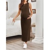 image:imageMakeMeChic Womens Maternity Dress Summer Crewneck Sleeveless Casual Bodycon Tank Maxi DressesCoffee Brown